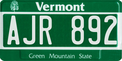 VT license plate AJR892