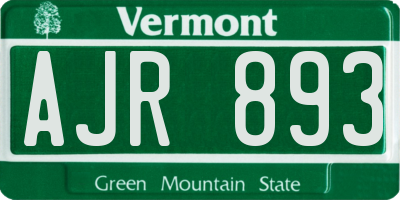 VT license plate AJR893