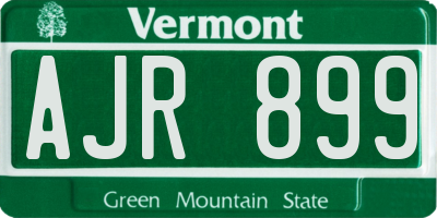 VT license plate AJR899