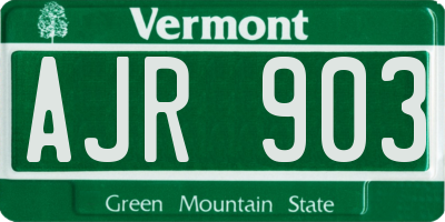 VT license plate AJR903