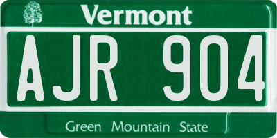 VT license plate AJR904