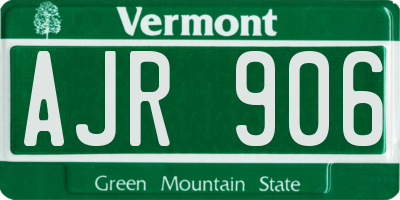 VT license plate AJR906