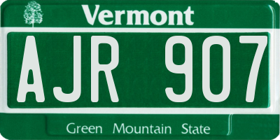 VT license plate AJR907