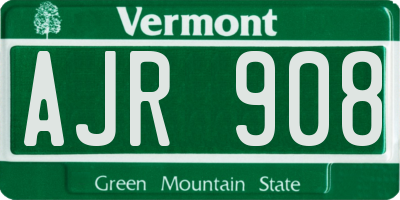 VT license plate AJR908