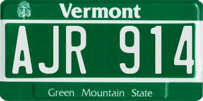 VT license plate AJR914