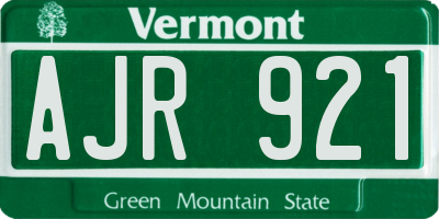 VT license plate AJR921