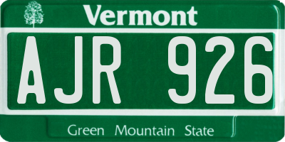 VT license plate AJR926