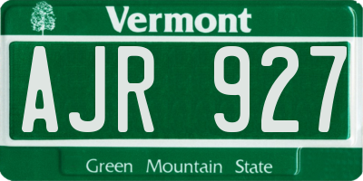 VT license plate AJR927