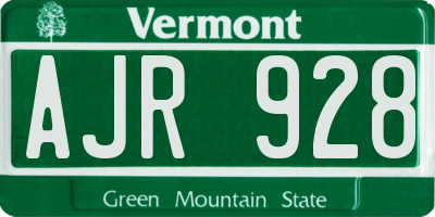 VT license plate AJR928