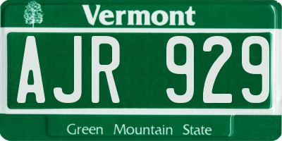 VT license plate AJR929