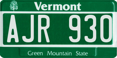 VT license plate AJR930