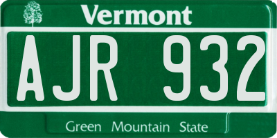 VT license plate AJR932