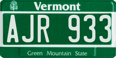 VT license plate AJR933