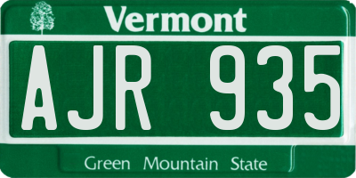 VT license plate AJR935