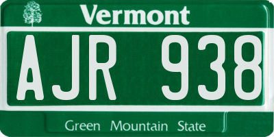 VT license plate AJR938