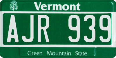 VT license plate AJR939