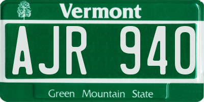 VT license plate AJR940