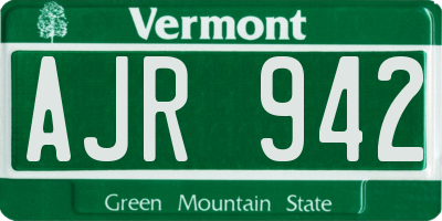 VT license plate AJR942