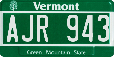 VT license plate AJR943
