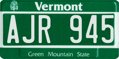 VT license plate AJR945