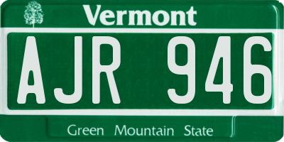 VT license plate AJR946