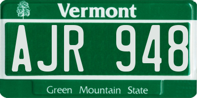 VT license plate AJR948