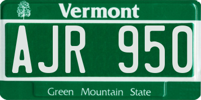 VT license plate AJR950