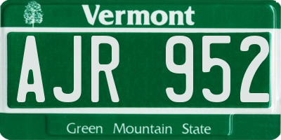 VT license plate AJR952