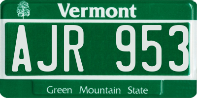 VT license plate AJR953
