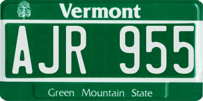 VT license plate AJR955