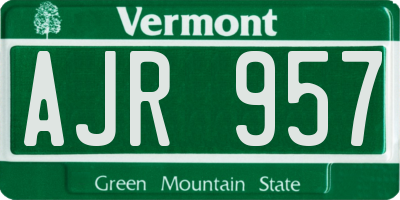 VT license plate AJR957