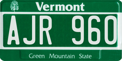 VT license plate AJR960