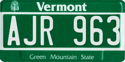 VT license plate AJR963