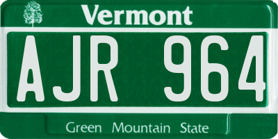 VT license plate AJR964