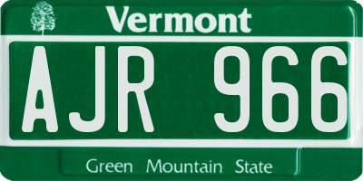 VT license plate AJR966