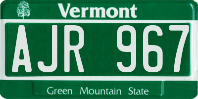 VT license plate AJR967