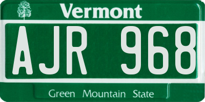 VT license plate AJR968