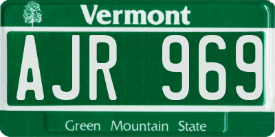 VT license plate AJR969