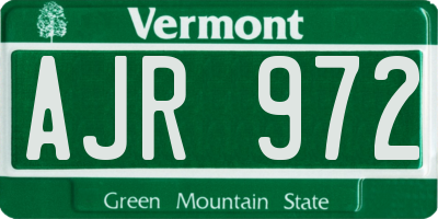 VT license plate AJR972