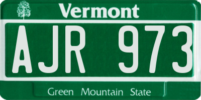 VT license plate AJR973