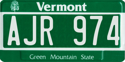 VT license plate AJR974