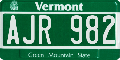 VT license plate AJR982