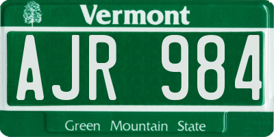 VT license plate AJR984