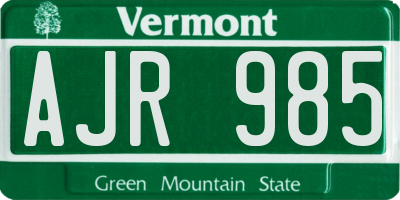 VT license plate AJR985