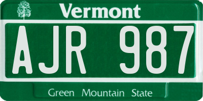 VT license plate AJR987