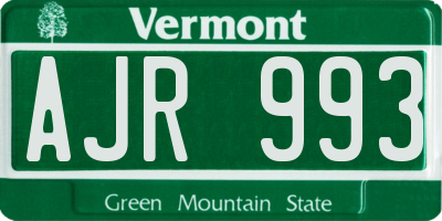 VT license plate AJR993