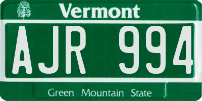 VT license plate AJR994