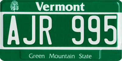 VT license plate AJR995
