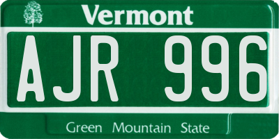 VT license plate AJR996