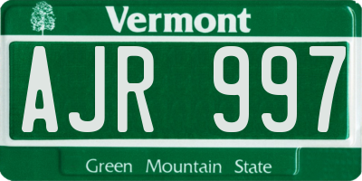 VT license plate AJR997